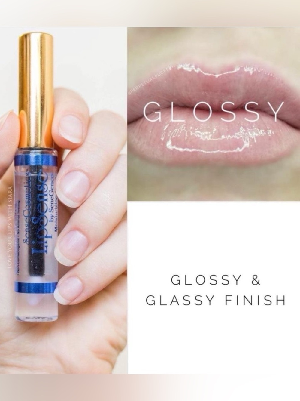 LipSense Glossy Lip Gloss & Plumper - Clear with Blue Accents